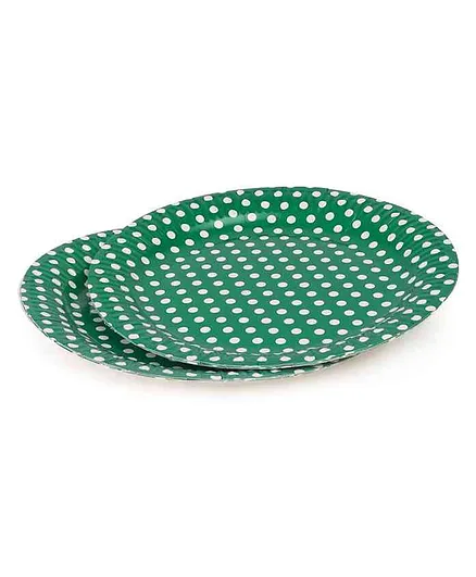 B Vishal Polka Dots Paper Plates Green - Pack of 10