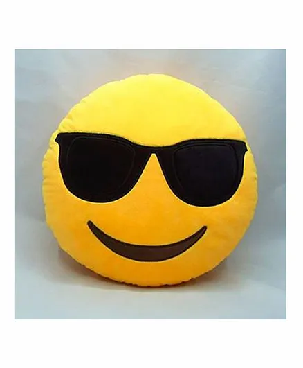Frantic Cool Dude Smiley Plush Cushion - Yellow