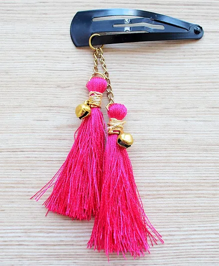 Pretty Ponytails Silk Tassels Hair Clip - Pink