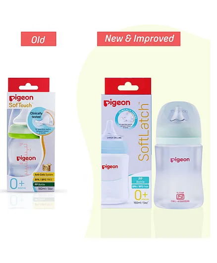 Pigeon Plastic Feeding Bottle With Slow Flow Teat Green - 160 ml