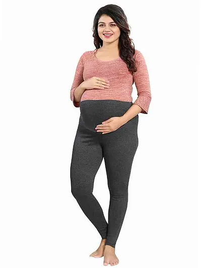 Mamma's Maternity Solid Full Length Maternity Legging - Dark Green