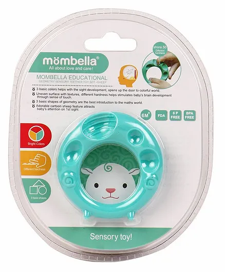 Mombella Geometry Sensory Sheep Teether - Sea Green