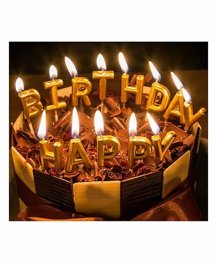 Amfin Happy Birthday Alphabets Candle Pack of 13 - Golden