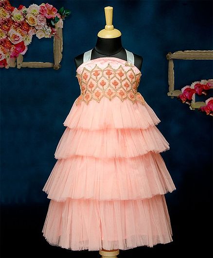 Barbie By Many Frocks & Frilly Party Gown - Peach