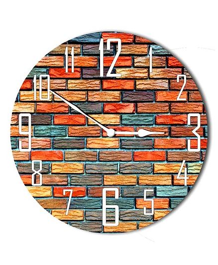 Studio Shubham Brick Design Wooden Wall Clock - Multicolour