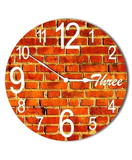 Studio Shubham Brick Design Wooden Wall Clock - Brown