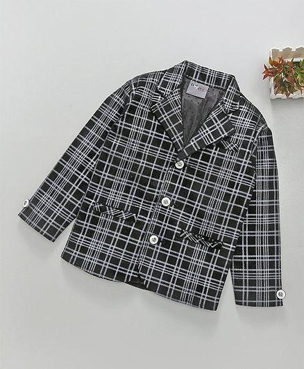 Dapper Dudes Checks Full Sleeves Blazer - Black
