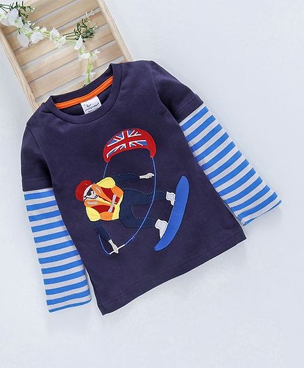 Kookie Kids Surfer Applique Full Sleeves Tee - Navy