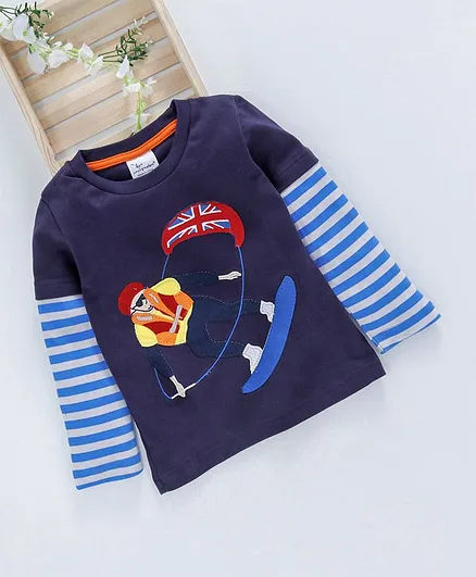 Kookie Kids Surfer Applique Full Sleeves Tee - Navy