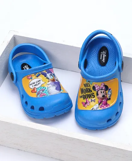 Cute Walk by Babyhug Clogs With Back Strap Minnie Mouse & Daisy Duck Print - Blue