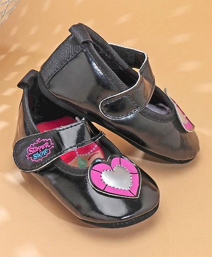 Shimmer & Shine Booties With Heart Patch - Black