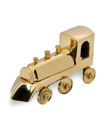 Shripad Steel Home Antique Brass Vintage Railway Engine Model - Golden