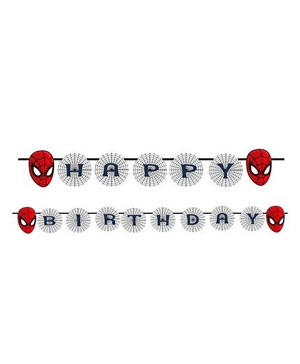 Party Propz Spiderman Themed Happy Birthday Banner - Red & Grey