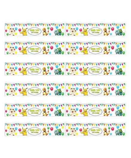 Party Propz Pokemon Themed Bottle Labels Multicolour - 12 Pieces