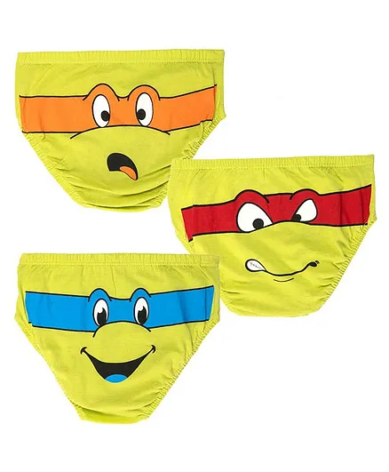 Plan B Pack Of 3 Turtle Print Briefs - Green