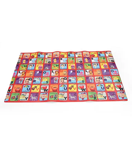 Sunta Waterproof Eva Baby Play & Crawl Roll Mat Alphabets With Pictures - Multicolor