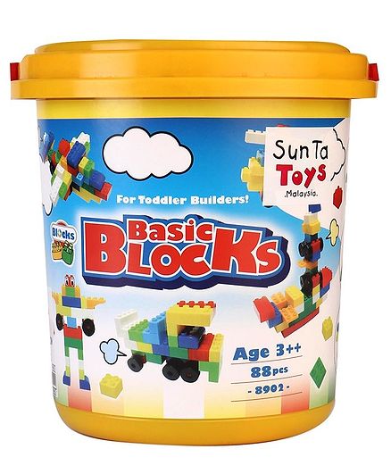 Sunta Basic Blocks Bucket Multi Color - 88 Pieces