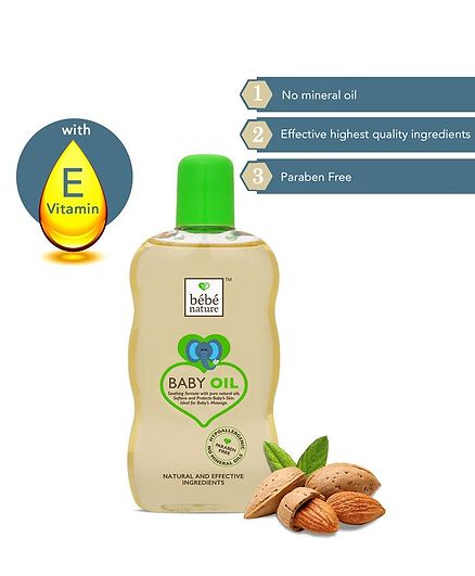 Bebe Nature Natural Baby Massage Oil With Sweet Almond Oil & Natural Vitamin E - 120 ml
