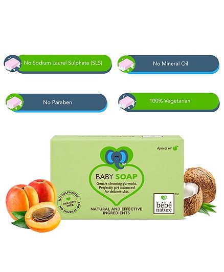 Bebe Nature Natural 100% Veg Baby Soap With Apricot Oil - 100 gm