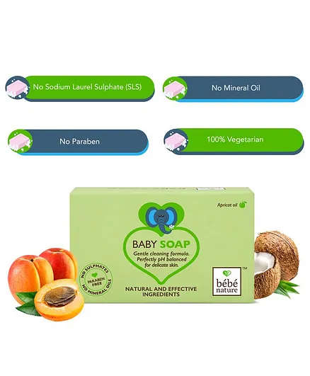 Bebe Nature Natural 100% Veg Baby Soap With Apricot Oil - 100 gm
