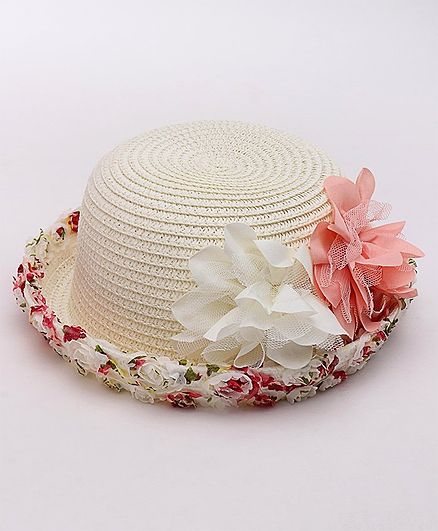 Babyhug Hat Floral Detail - Cream