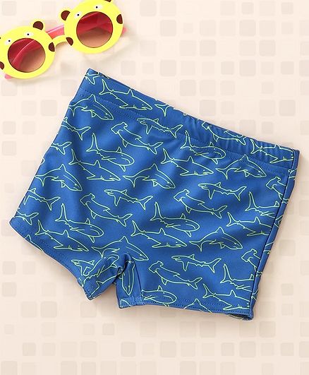 Babyhug Swimming Trunk Shark Print - Blue
