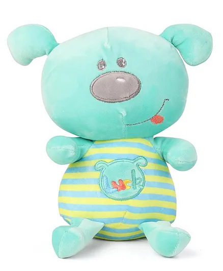 My Baby Excels Smiling Doggy Plush Soft Toy Sea Green - Height 25 cm
