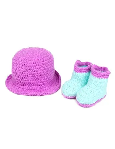 Babymoon Cowboy Hat With Booties - Purple
