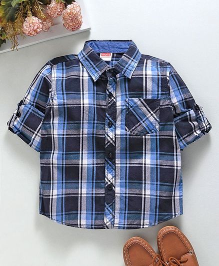 Babyhug Full Sleeves Checked Shirt - Blue