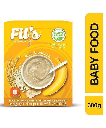 Fil's Organic Baby Cereal With Milk Rice & Banana - 300 gm