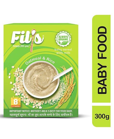 Fil's Organic Baby Cereal With Milk Oatmeal & Rice - 300 gm