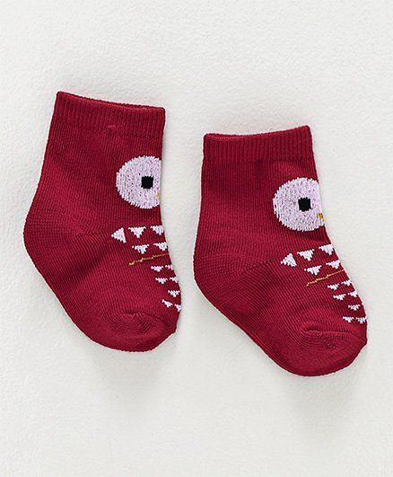 Cute Walk By Babyhug Non Terry Antibacterial Ankle Length Socks - Red