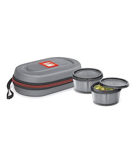 Milton Nutri Lunch Box Elegant Tiffin With Microwavable Steel Container Pack of 2 Grey - 700 ml