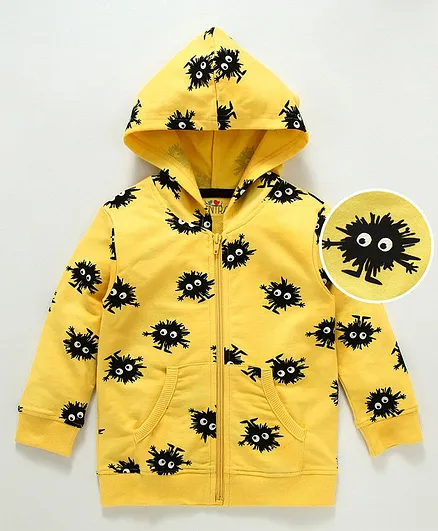 Ventra Full Sleeves Hooded Jacket All Over Print - Yellow