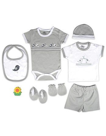 Beebop Babee's Clothing Gift Set Bird Print Pack of 7 - Grey