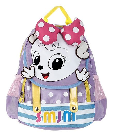 SMJM Cartoon Graphic School Bag Purple - 11.8 Inches