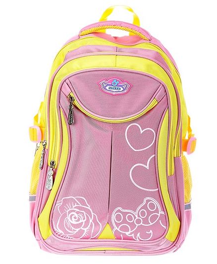 SMJM School Bag Pink & Yellow - 17 Inches