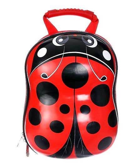 SMJM Ladybug Design Backpack Red Black - 12.9 Inches