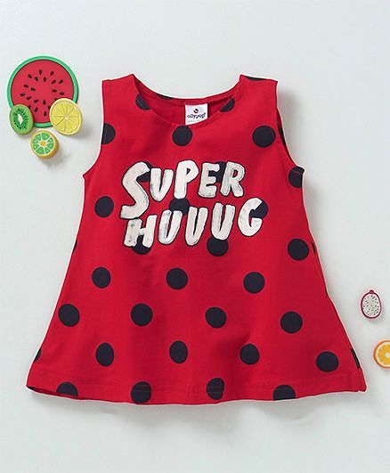 Ollypop Sleeveless Frock Super Huuug Print - Red