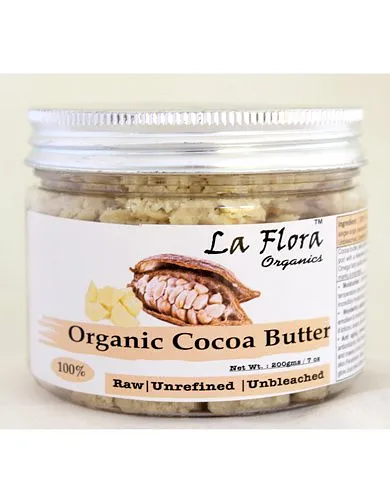 La Flora Organics Organic Cocoa Butter Raw Unrefined Unbleached -200 gm