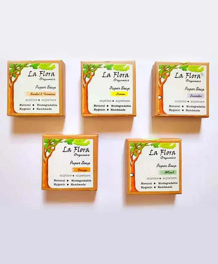 La Flora Organics Handmade Paper Soap Pack of 5 (100 Sheets) - Multicolor