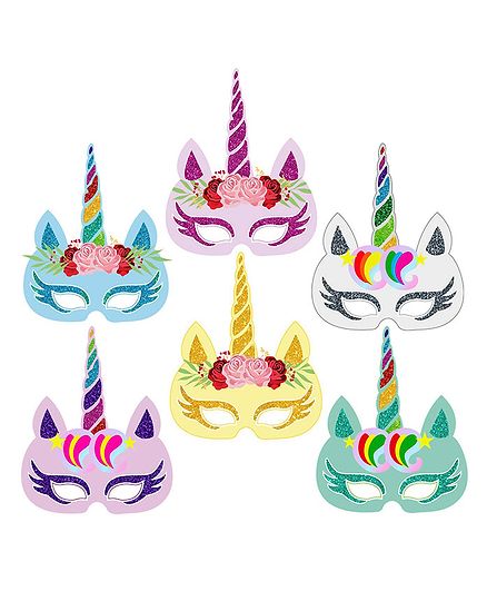 Party Propz Unicorn Mask Multicolor - Pack of 12