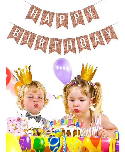 Skylofts Happy Birthday Party Banner - Gold
