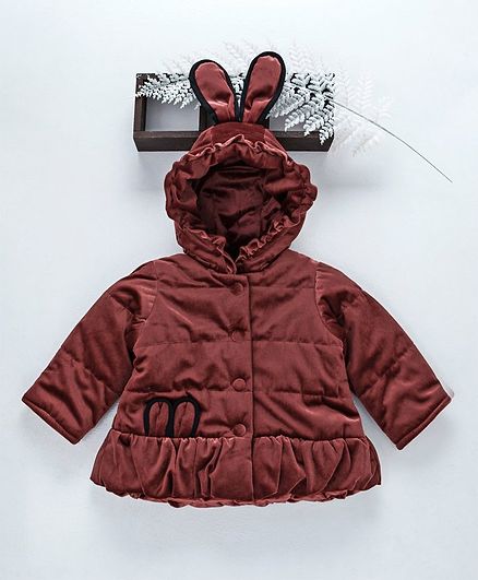 Kookie Kids Ears Applique Full Sleeves Jacket - Brown