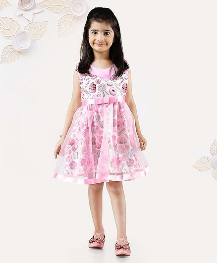 Mark & Mia Sleeveless Party Frock Cupcake Print - Pink