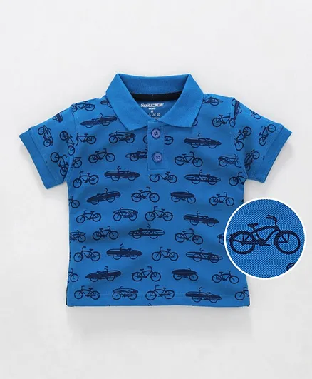 Cucumber Polo Neck Tee Cycle Print - Blue