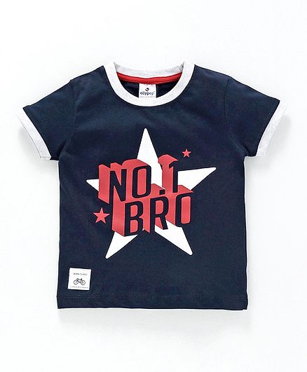 Ollypop Half Sleeves Tee No. 1 Bro Print - Navy