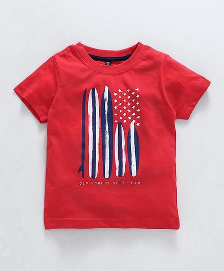Ollypop Half Sleeves Tee Old School Print - Red