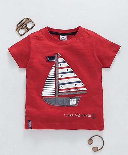Ollypop Half Sleeves Tee Boat Patch - Red