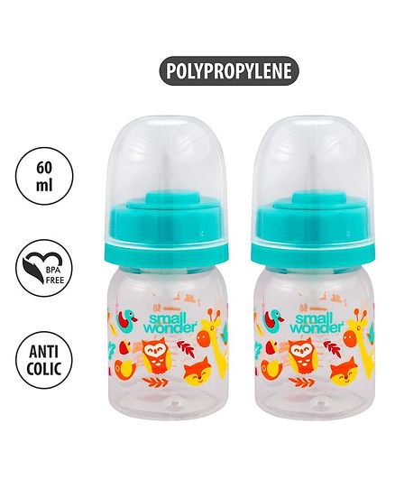 Small Wonder Admire Feeding Bottle Polypropylene Turquoise Green Pack of 2 - 60 ml